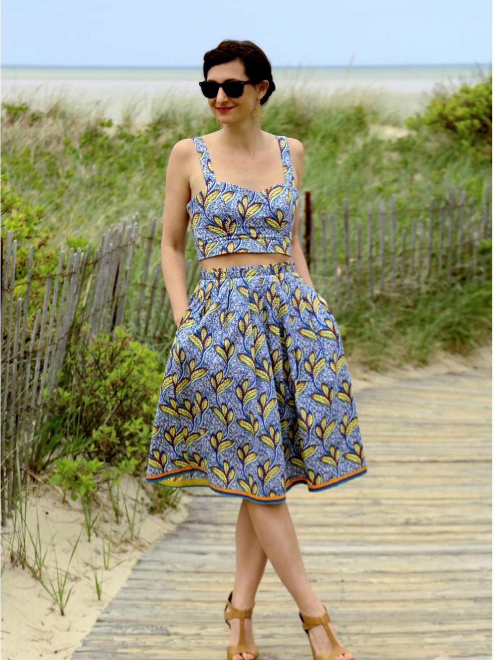 ZARA Leaf Print Crop Top and Skirt Set.
